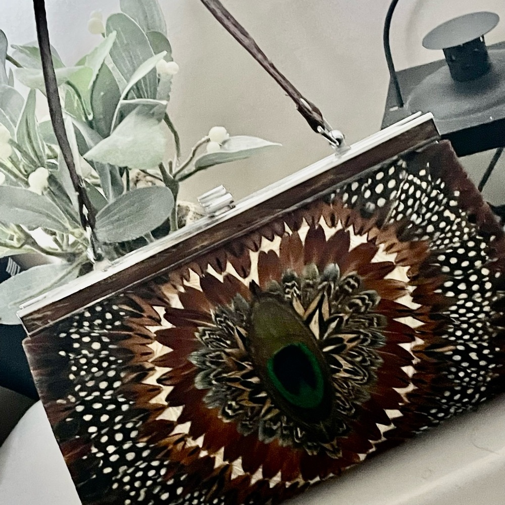 Vintage Peacock Feather Clutc